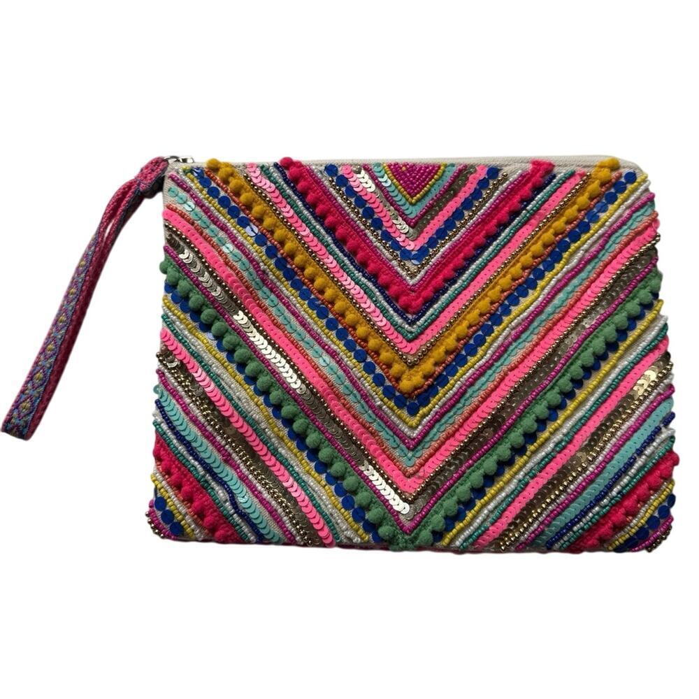 America And Beyond NEW Embellished Pom Pom
Neon Lights Chevron Wristlet Wallet